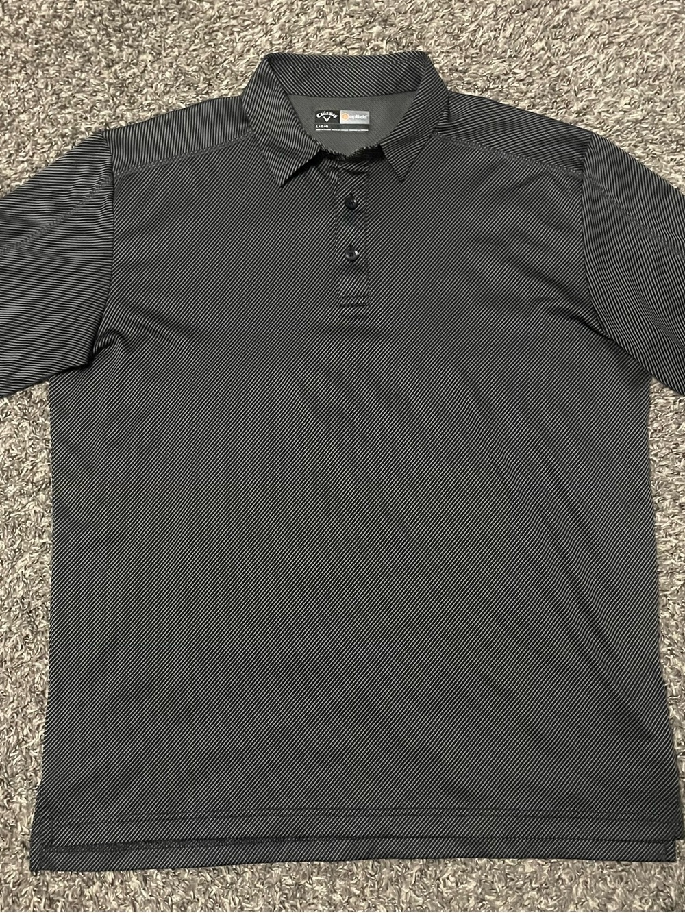 Callaway Men's Black and White Micro-Stripe Golf Polo